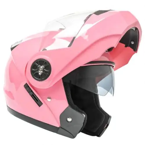 Moto rcycle практичный легкий дышащий Удобный безопасный двойной объектив полный шлем головы защитные шапочки cascos para moto - Цвет: Розовый