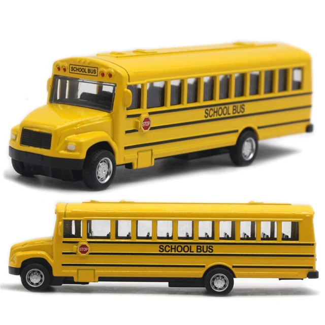 1/64 Optic Alloy Inertial School Bus Model Car Model Pull Back Toys Music Cars Vehicle Gifts Kids Boy Toys For Children Birthday 2