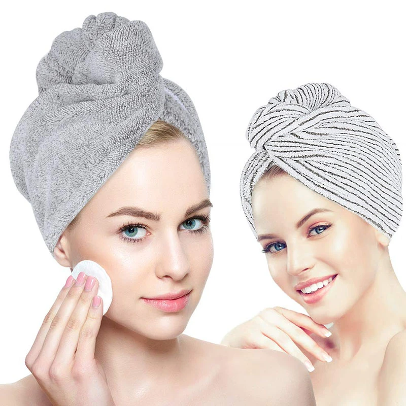 Hair Drying Towel Cap Wrap Bamboo Fiber Bath Shower Head Turban