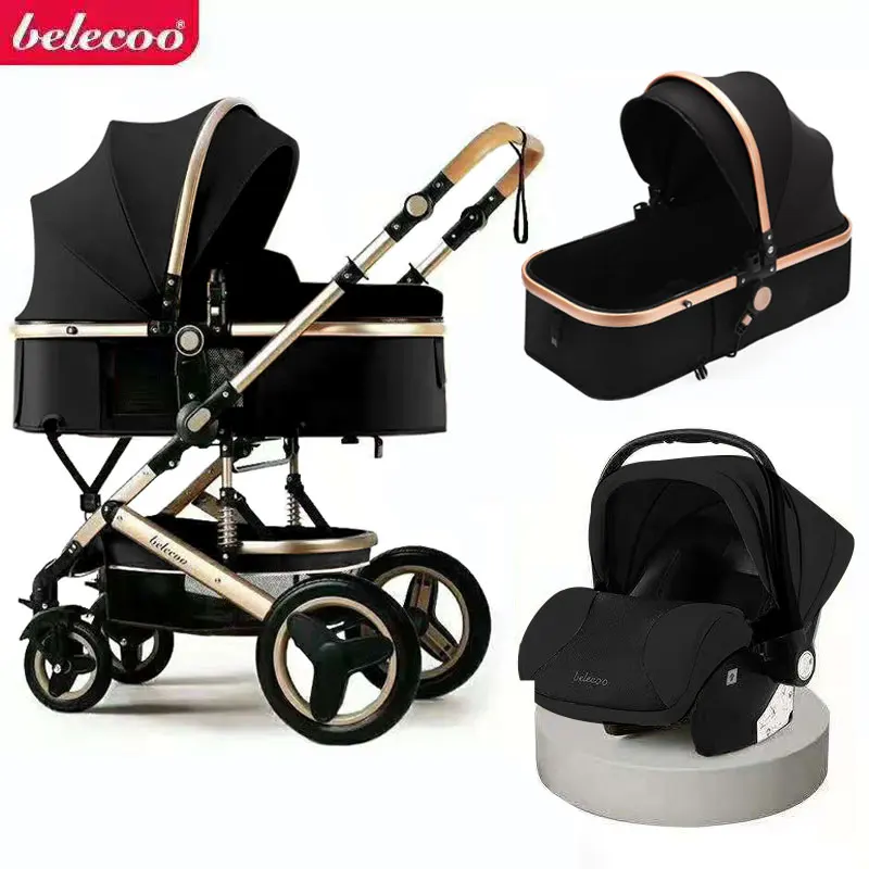 

Luxurious Baby Stroller 3 in 1 Portable Travel Carriage Folding Prams Aluminum Frame High Landscape Car for Newborn Buggy