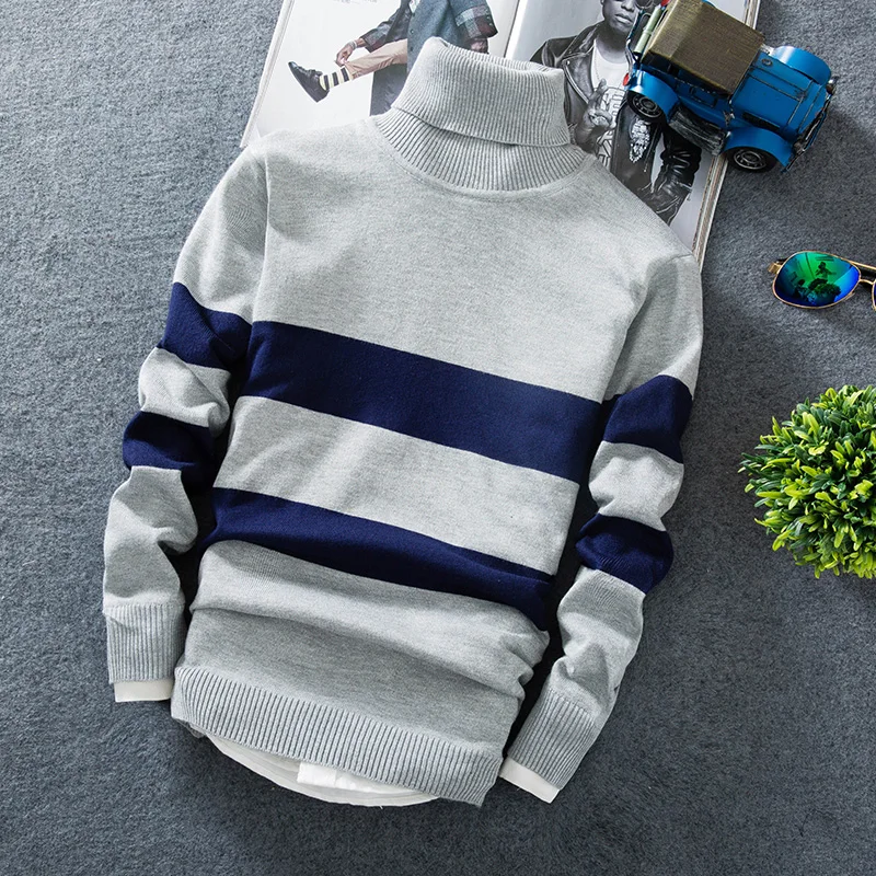 Casual Men's Knitted  Cashmere Pullover Men 2019 New Fashion Turtleneck Thin Sweater Autumn Mens Sweaters Tops