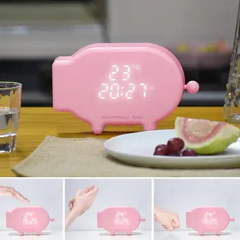 

Voice Control Luminous Night Light LED Clock Cartoon Alarm Clock Multifunction Lovely Family Bedroom Luminous Alarm Clock Child