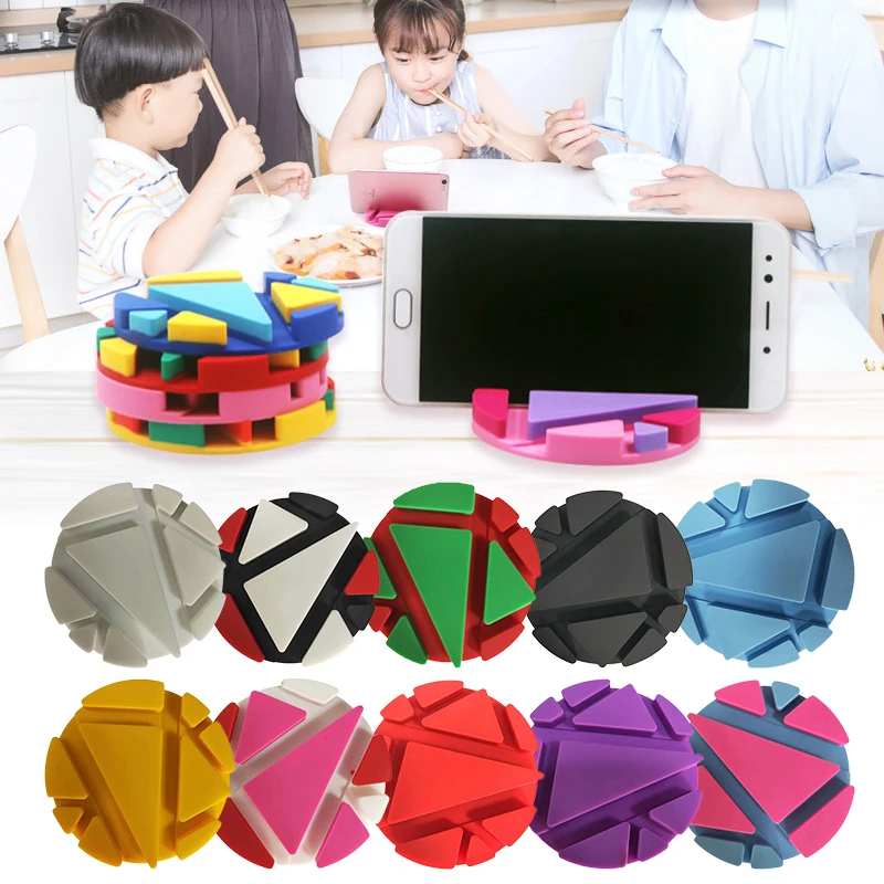 

creative drink coasters Phone Holder Table Mat Silicone Cup Pad Bracket Coaster Stand silicone placemat table kitchen tools