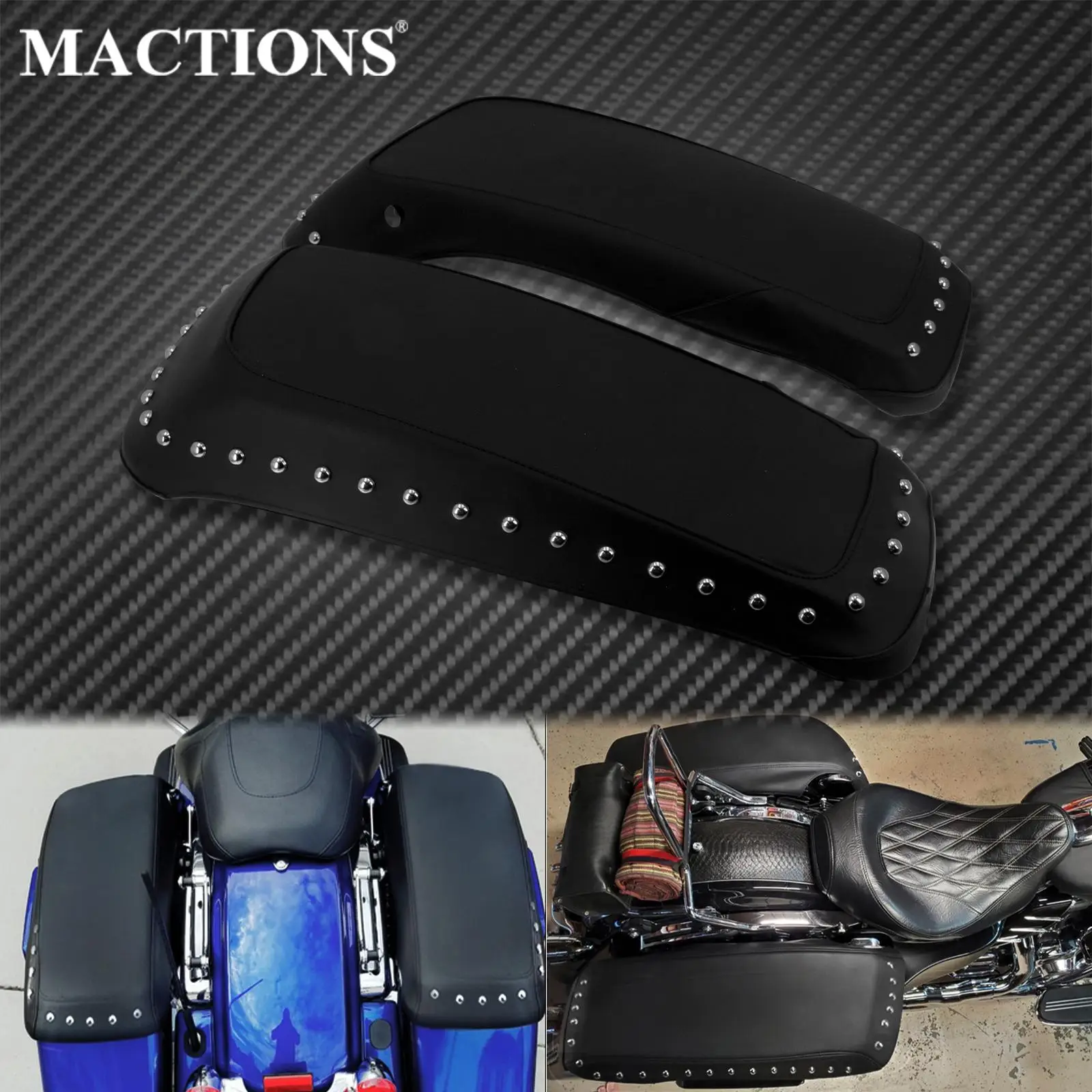 

2xMotorcycle Saddlebag Lid Covers Bagger Audio Rain Dust Speaker Lids Waterproof Leather For Harley Touring Street Glide 14-20