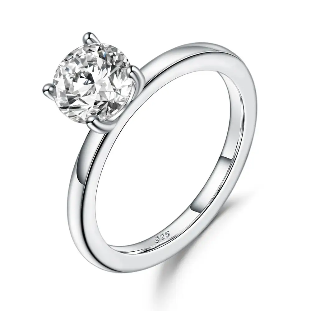 

GEM'S BALLET 0.5Ct Round Cut EF Color Moissanite 925 Sterling Silver Engagement Promise Rings For Women Wedding Fine Jewelry