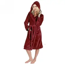 Домашний свободный халат, повседневный женский халат с карманами, банный халат с длинным рукавом, однотонный супер мягкий зимний теплый женский халат с поясом с капюшоном