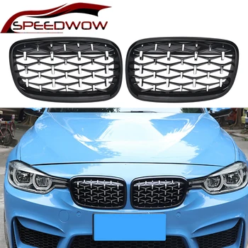 

SPEEDWOW For BMW E70 E71 E72 X5 X6 2006-2013 Car Front Kidney Grille Car Front Bumper Diamond Grill Car Exterior Parts