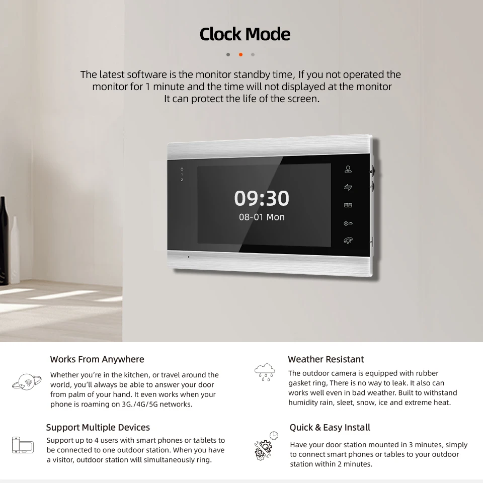Jeatone Wifi Tuya 7 дюймов видео домофон с 2 шт 720P дверной звонок Система контроля доступа