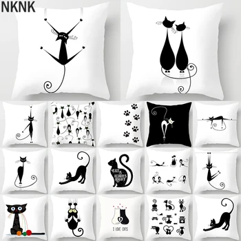 

Black Cat Animal Pattern Decorative Cushions Pillowcase Polyester Cushion Cover Throw Pillow Sofa Decoration Pillowcover