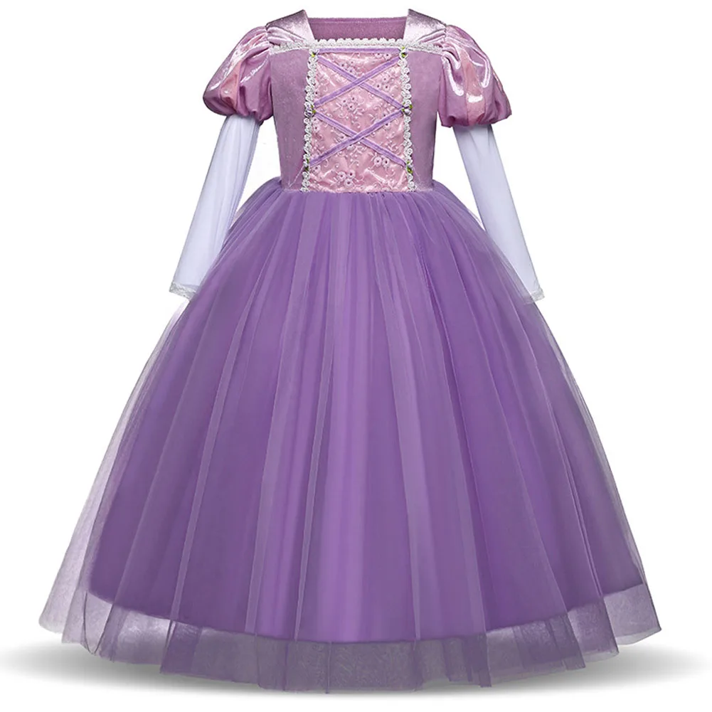 

Girls Summer Party Square Collar Lace Christmas Costume Stage Holiday Kids Princess Puff Sleeve