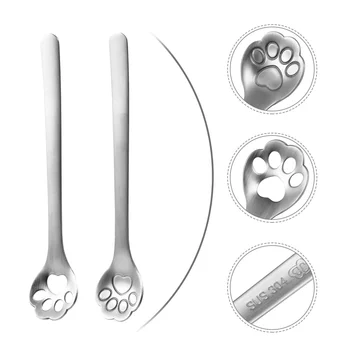 

Cute Creative Durable Stainless Steel Mixing Scoops Colander Cat Paw Spoons Coffee Spoon for Home