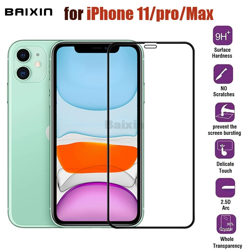 Baixin 9H HD полное покрытие закаленное стекло для iPhone 11 Pro Max на Защитная пленка