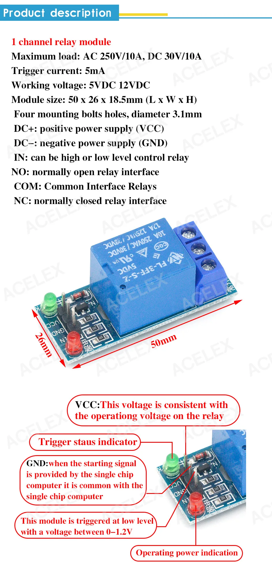 5v 12v 1 2 4 6 8 channel relay module with optocoupler Relay Output 1 2
