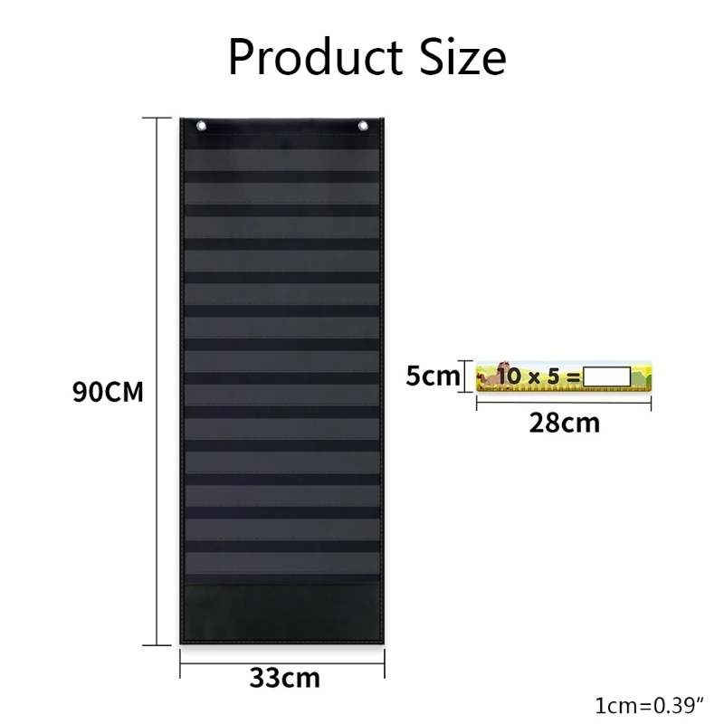 Hanging Wall File Organizer Heavy Duty Storage Pocket Chart 13 Clear Pocket 1 Tool Pocket 88pcs Reusable Erasable Cards