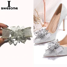 Новинка; блестящие свадебные туфли со стразами и бантиком; аксессуары для свадебной вечеринки; босоножки на высоком каблуке; украшения; обувь с цветочным узором