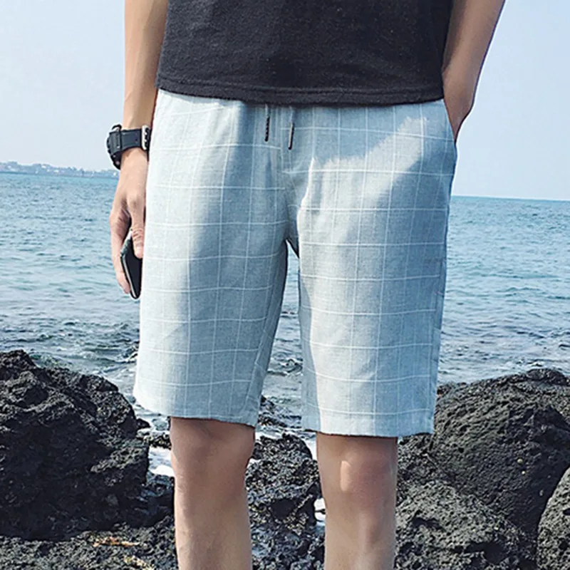 Blog Summer Men's Korean Version of The Slim Plaid Casual Shorts Men's Pants Summer Five-point Pants Thin Section Trendy Pants