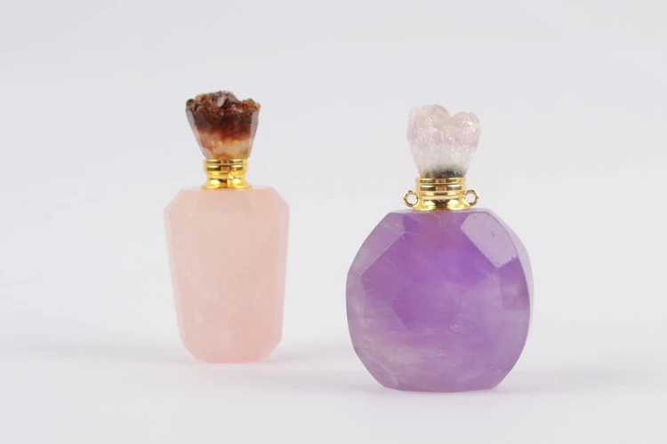 2Pcs Mix Stones BOROSA 2 шт. Новое поступление золотой аметист розовый кварц граненый парфюм Адаптер для установки на бутылку для ожерелья ювелирные изделия фабричная розетка WX1199 - Окраска металла: 2Pcs Mix Stones
