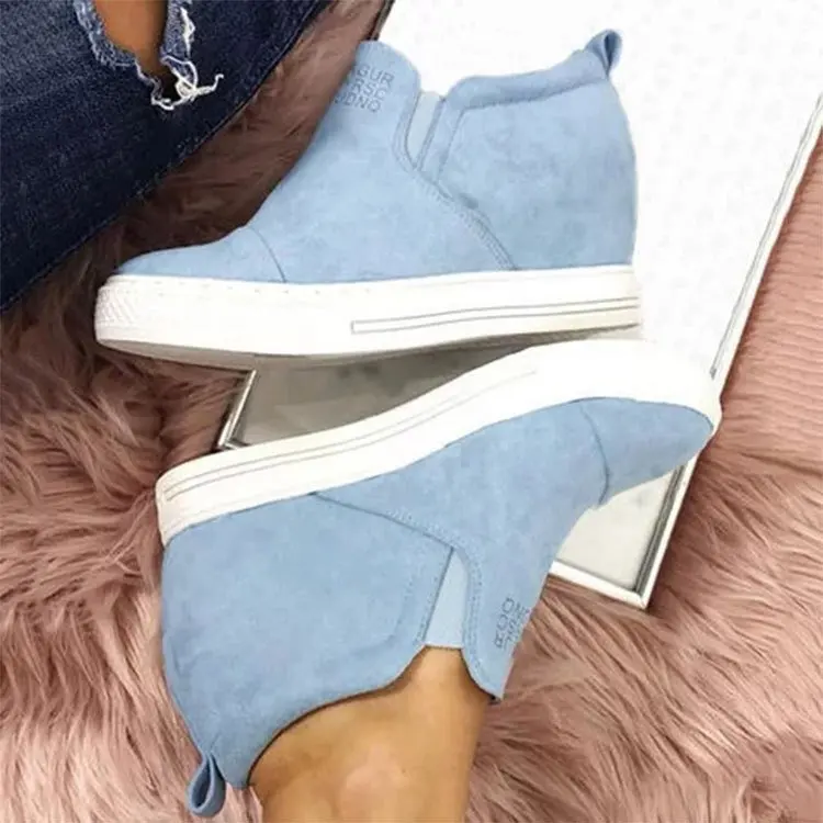 2021 New Pattern Spring Autumn Female Solid Color Wedges Platform Sneakers Hidden Heel Height Increasing Casual Shoes For Women