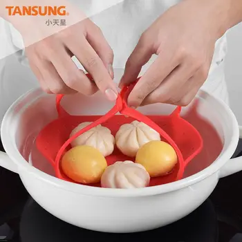 

TANSUNG Reusable Silicone Steamer Non-stick Kitchen Cooking Steam Mat Portable Steaming Basket Cooking Tools Used as fruit bowl