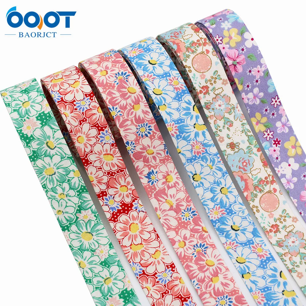 Ribbon Decoration Ribbon Supplies Wrapping Ribbon Double-Sided Springtime Flowers Cloth Ribbons 1"(10/25MM) 5Yards Bow Cap DIY Party Gift Packaging Materials L-201126-1362