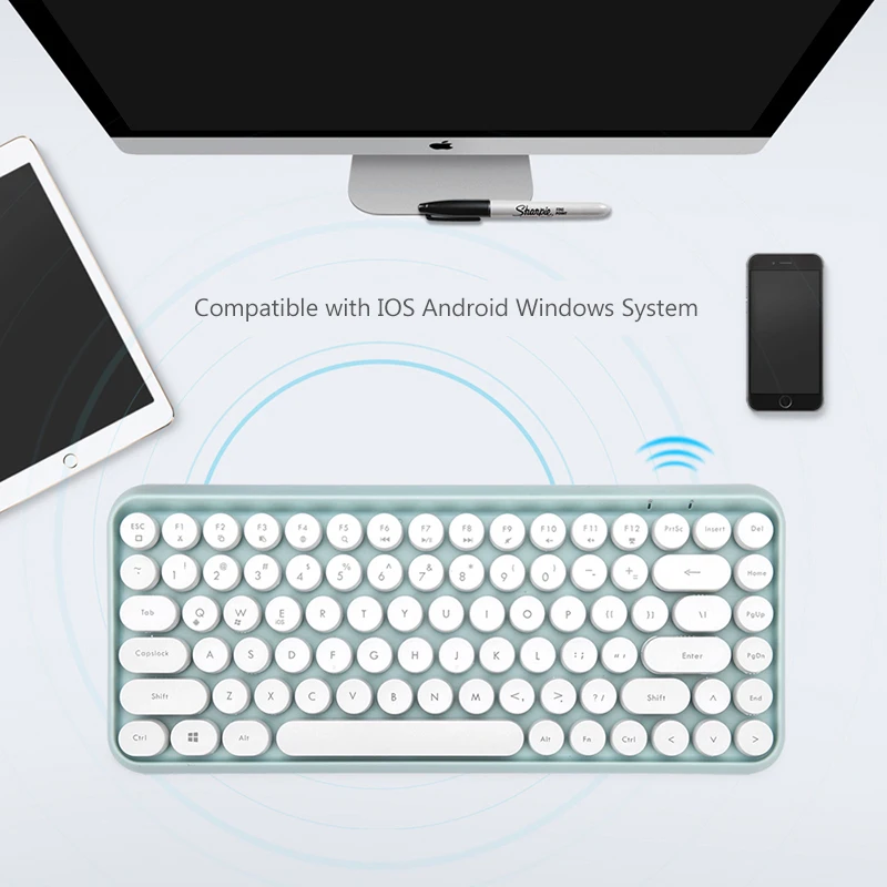 Беспроводная клавиатура с Bluetooth игровая мини круглой кнопкой для Macbook Lenovo Dell Asus