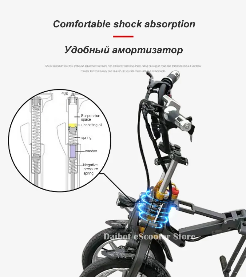 Daibot Fast Electric Scooter 3 Wheels Electric Bicycle 14 Inch 48V 350W One Button Portable Folding Electric Bike For Adults (30)
