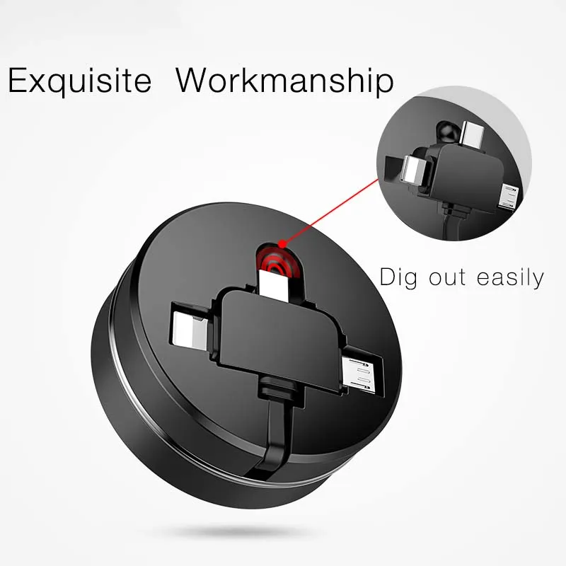3 в 1 Многофункциональный портативный микро USB type C 8-контактный практичный usb кабель для IPhone X 8 7 6 Крест Дизайн выдвижной 100 см