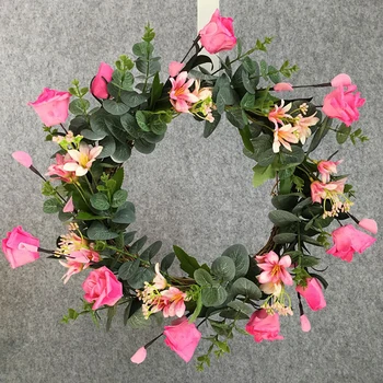 

Spring Artificial Tulip Front Door Wreath Home Decor Window Wall Party Wedding Valentines Day Hanging Decor Tulip Wreath