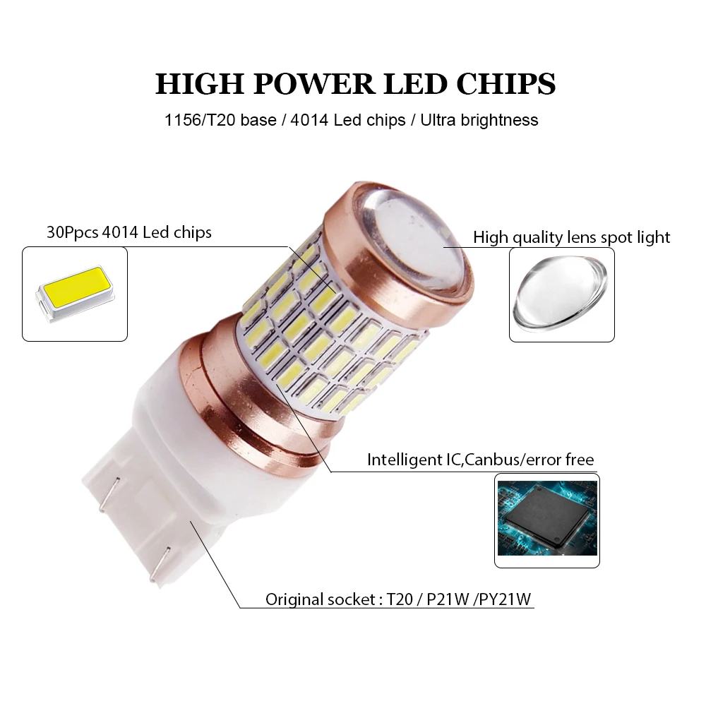 2 шт. P21W T20 Led PY21W BA15S BAU15S огни 12Led 3030 лампа для автомобильных тормозных огней поворотные фары красный желтый белый 12 В