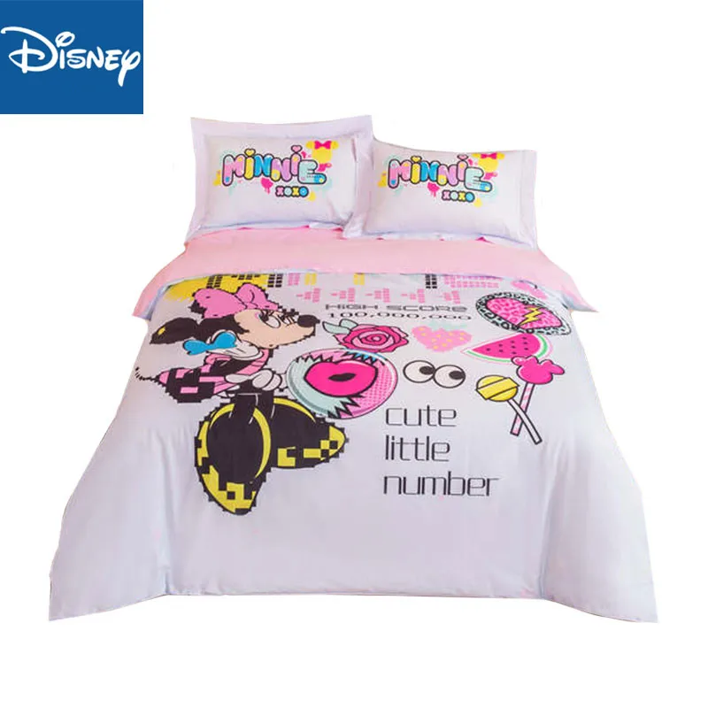 

Minnie mouse bedding set cartoon for girls bedroom decoration queen size comforter covers single bedspread 3-5 pcs free shipping