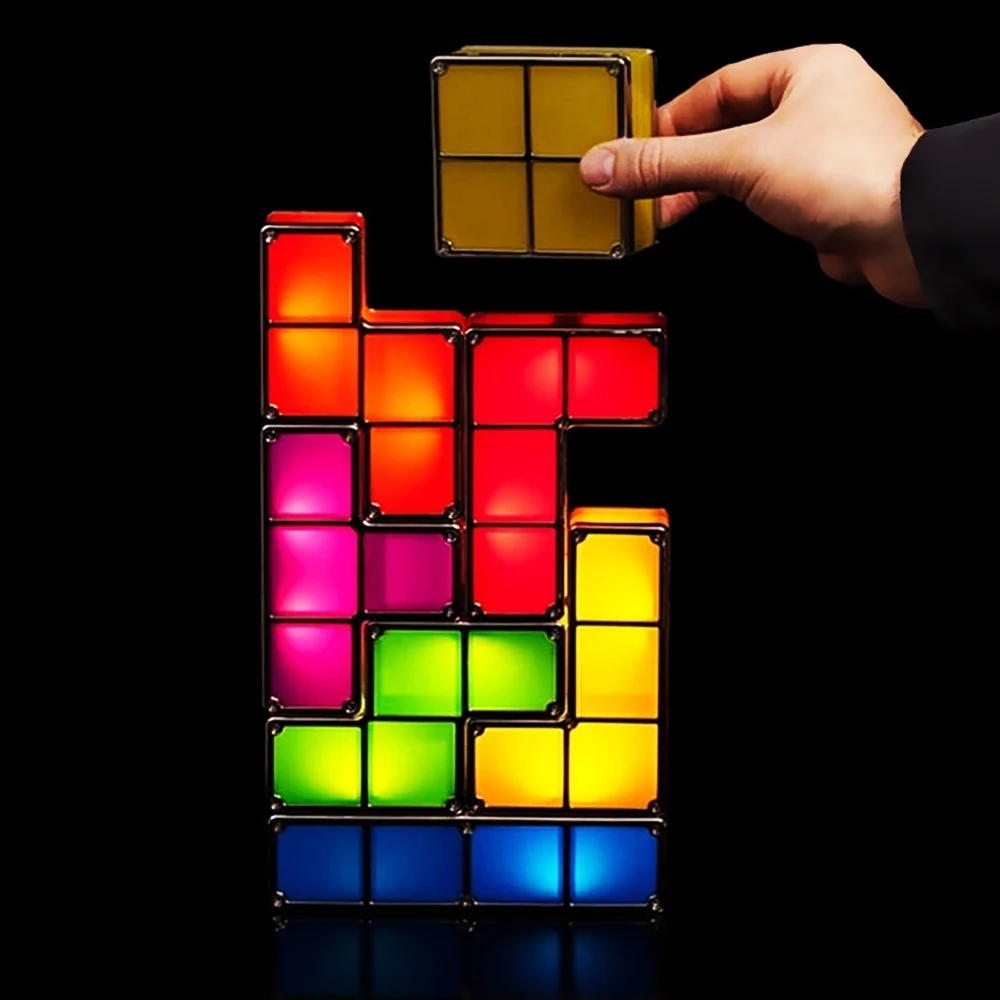 

Junejour DIY LED Puzzle Stackable Light Colorful Toy Night Light For Bedroom Decoration