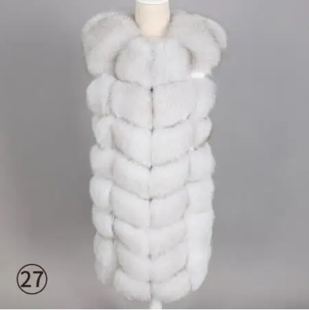 long vest 88cm-10 Новинка, женский жилет из лисьего меха, настоящий натуральный цельный Лисий мех, длинное пальто, 88 см, зимняя куртка из натурального меха, жилет - Цвет: long vest 88cm-10