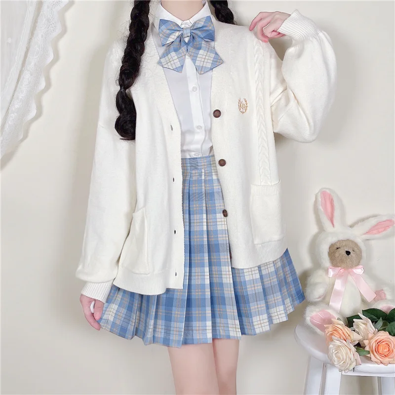 Kuoni Town Dehaired Angora Covering Yarn Violet Blue Embroidered for Schools JK Cardigan Uniform Coat All-Matching Knitted |