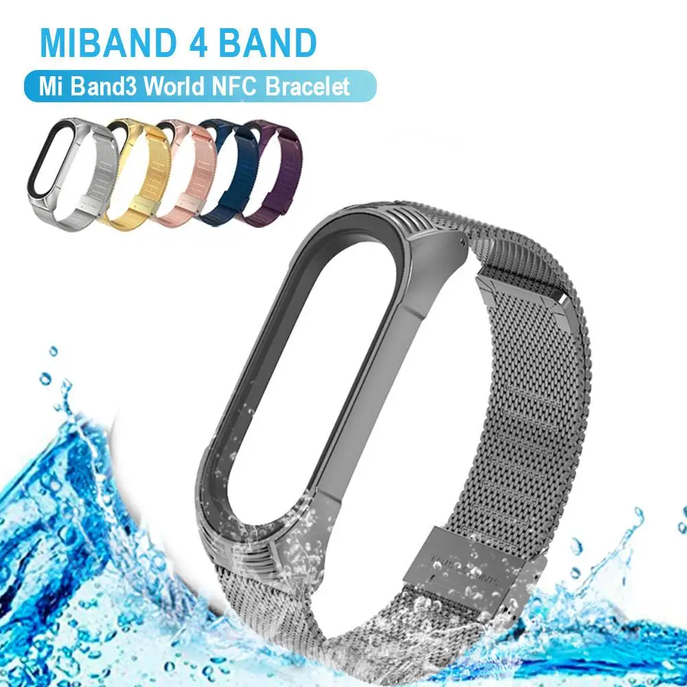 Подходит для mi Band 4 металлический ремешок для Xiao mi 4 3 World NFC mi lan браслет металлический браслет из нержавеющей стали Non-Fadin
