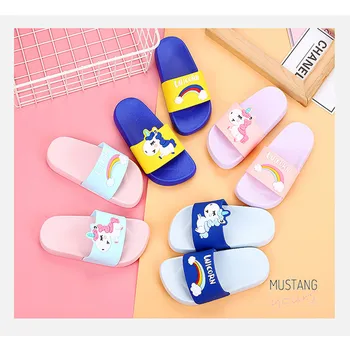 

Unicorn Slippers For Boy Girl Cartoon Rainbow Shoes 2020 Summer Toddler Flip Flops Baby Indoor Slippers Beach Swimming Slipper