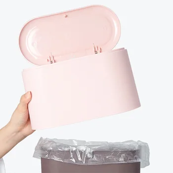 

Mini Trash Can with Lid Press-Type with Removable Inner Garbage Trash Bin Countertop Office MU8669