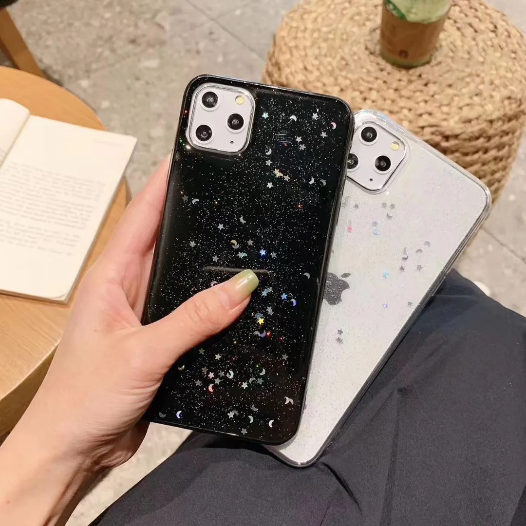 Блестящий тонкий мягкий чехол для iPhone 7, 8, 6, 6s Plus, силиконовый чехол из ТПУ с блестящими блестками и звездами для iPhone 11 Pro Max XR X Xs
