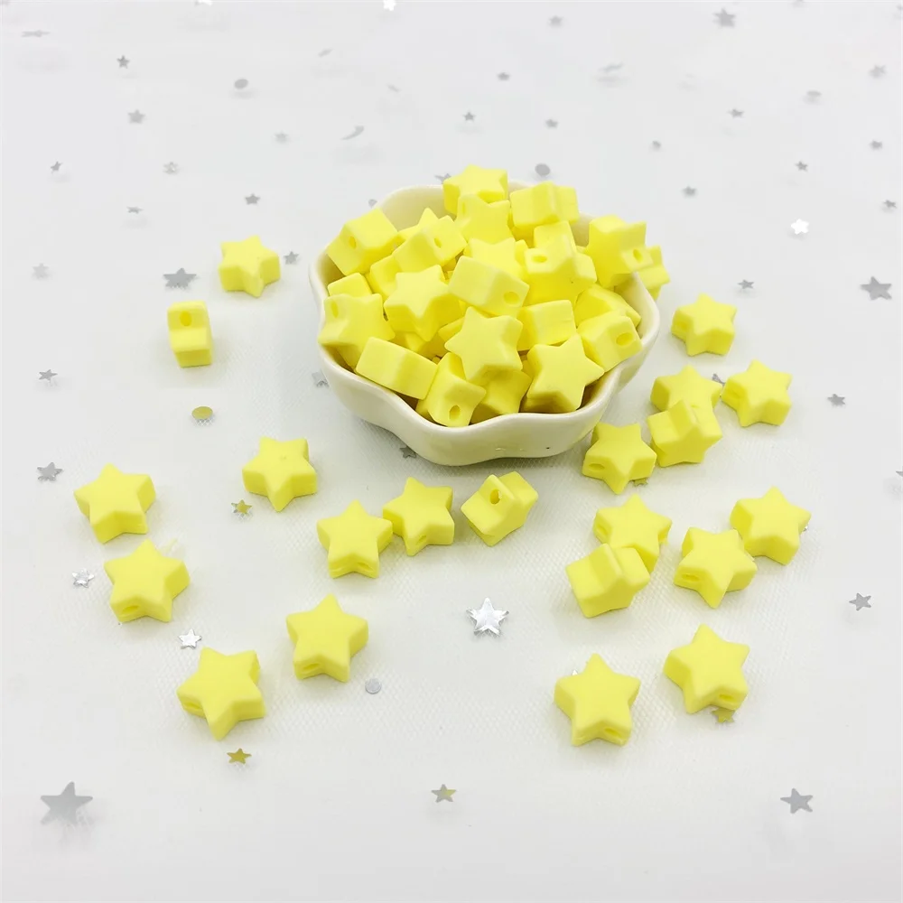 50pcs mini star silicon beads baby teether DIY necklace baby teething toys food grade stars silicone beads 4