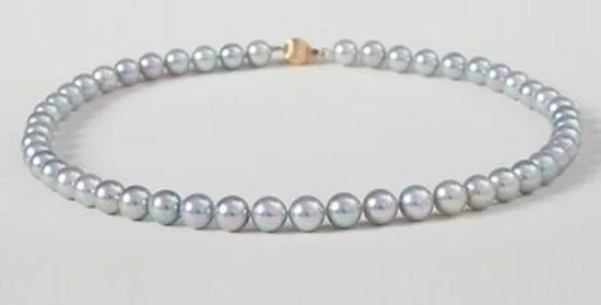 8,5-9 мм японское круглое серебристо-серое Жемчужное Ожерелье AKOYA 18inch14k