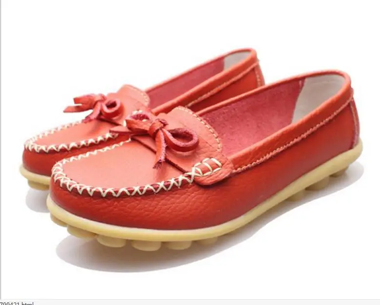 Women Flats Red Genuine Leather shoes female fashion casual comfortable women shoes solid Autumn shoes woman ladies shoes