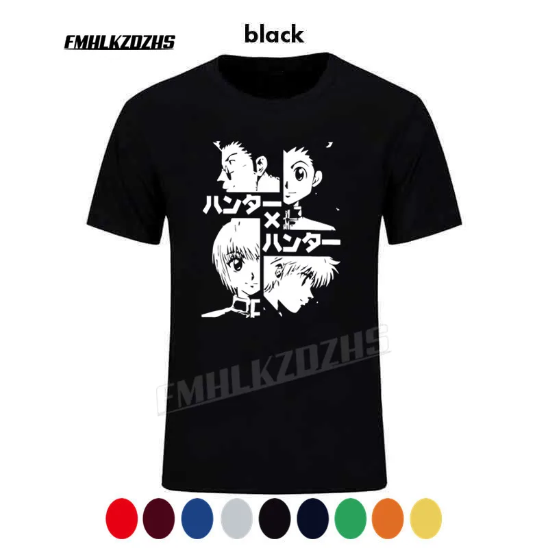 Охотников Hunter X футболки Для мужчин с мультяшным принтом Хлопковая Футболка Killua