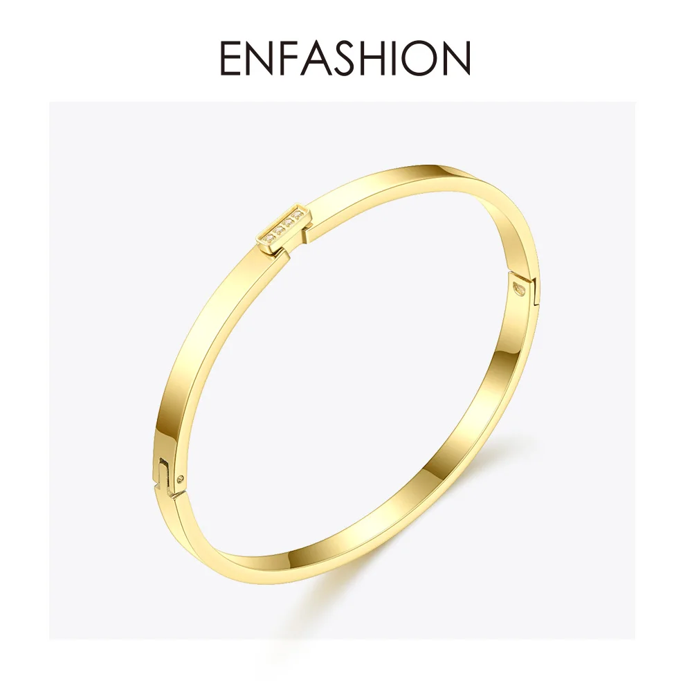 ENFASHION браслеты со стразами на запястье браслеты для женщин золотого цвета из нержавеющей стали женские натуральные раковины браслет модные ювелирные изделия B192060 - Окраска металла: gold no conch