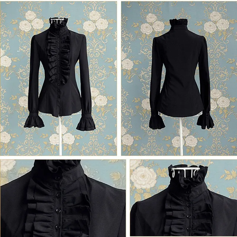 WEPBEL викторианские женские офисные женские блузки с высоким воротом Женские топы с манжетами и манжетами на пуговицах, блузки размера плюс