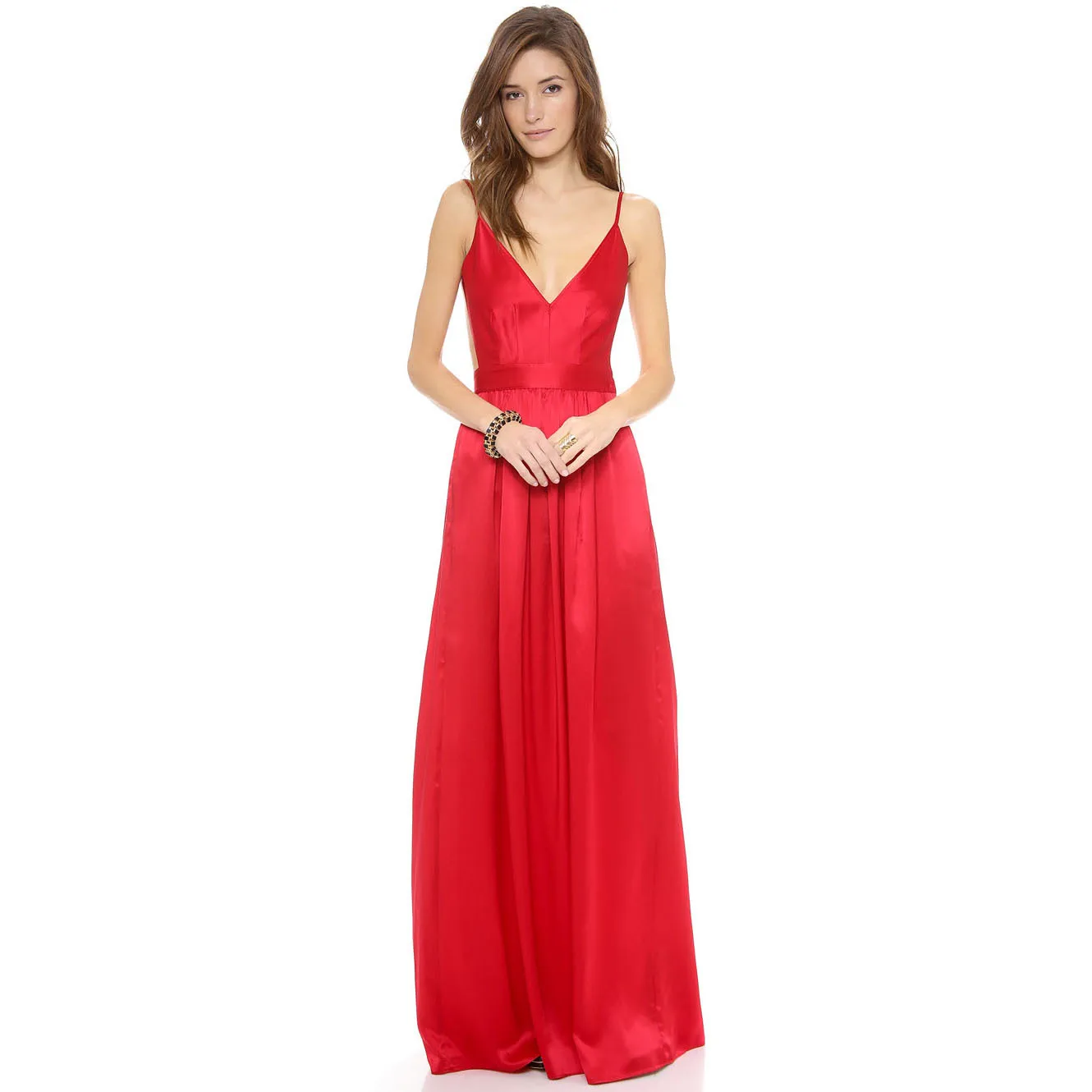 

Haoduoyi2020 Summer Wear New Style Europe And America Fashion Sexy Backless Deep-V Strapped Dress a Lot of Clothes