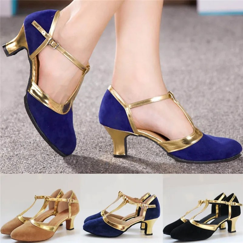 New Women Ladies Ballroom Party Latin Dance Shoes Closed Toe Black Moderin Dancing Shoes Tango Salsa Performance Heels 5cm #2g29 (1)