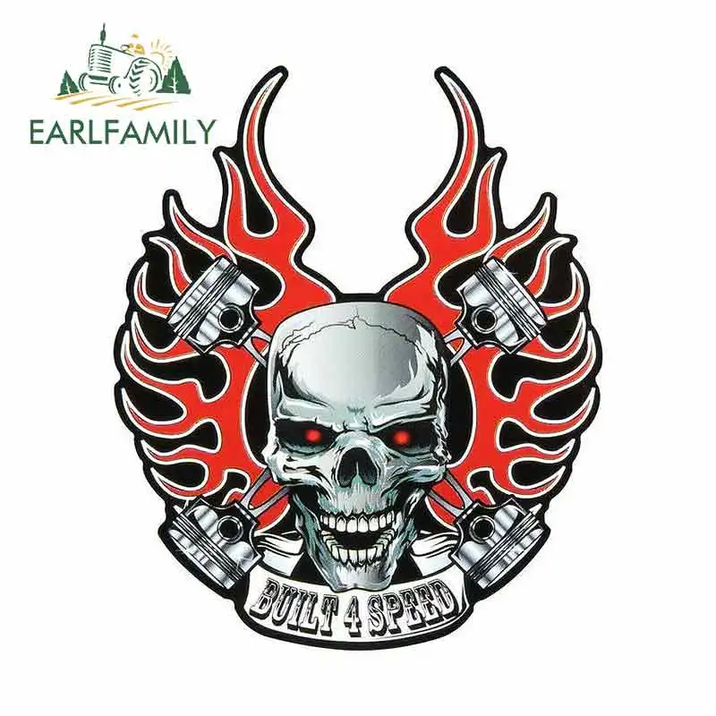 

EARLFAMILY 13cm x 13cm Angry Head Skeleton Funny Car Stickers for Volkswagen Vinyl JDM RV VAN 3D DIY Fine Decal Accessories