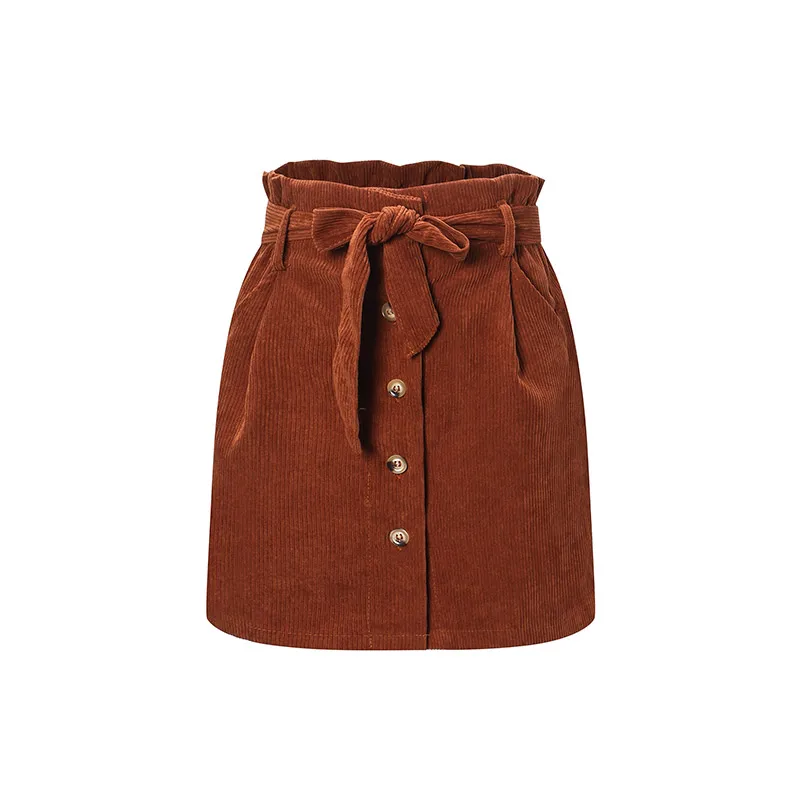 brown skirts JYSS, новинка, вельветовые юбки для женщин, уличная одежда, faldas, Женская jupe femme, мини коричневая юбка с поясом и пуговицами, dec, повседневная одежда 82138 - Цвет: brown skirts