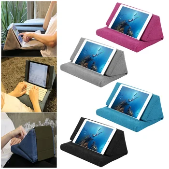 

Besegad Fashion Soft Tablet Mobile Phone Book E-reader Cushion Pillow Stand Holder with 5 Side Cloth Pockets for Home College