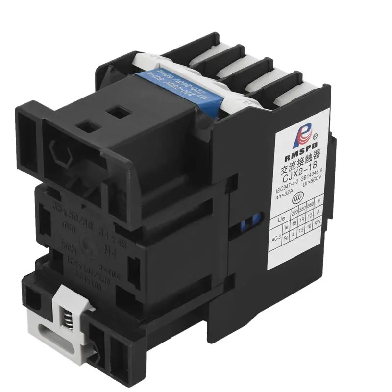 Контактор переменного тока реле стартера двигателя(LC1) CJX2-1810 3P+ NO 220V Катушка 18A 4 кВт синий и черный