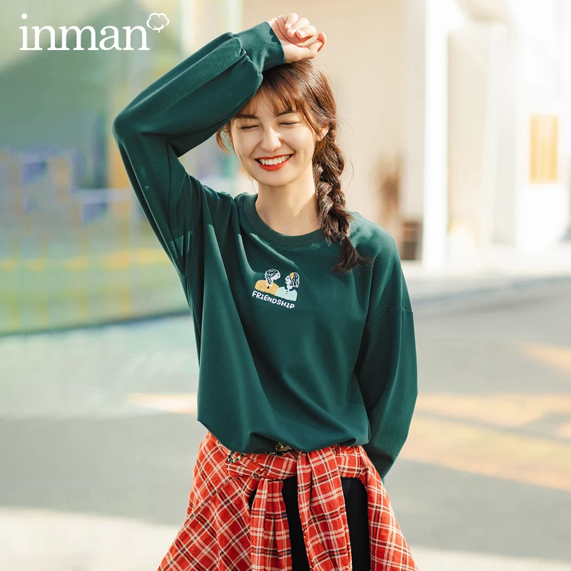 INMAN осенне-зимняя свободная Универсальная Женская толстовка с вышивкой | одежда